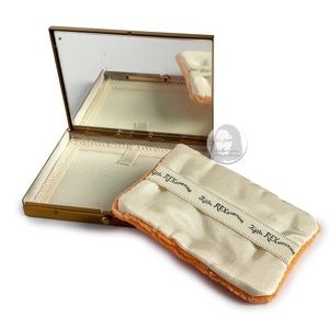 Vintage Powder Compact Make Up Holder Rex Fifth Avenue Gold Metal with Mirror